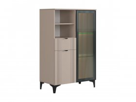 Комод 2 со стеклом Рич (кашемир/фрапучино матовый/черный) в Новосибирске - mebel-nsk.ru | фото