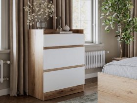 Комод 3 ящика Брауни (дуб делано/белый) в Новосибирске - mebel-nsk.ru | фото