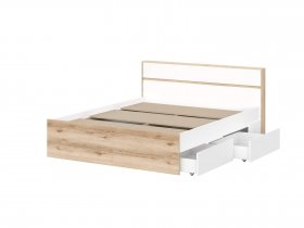 Кровать двуспальная 1,6м Брауни (дуб делано/белый) в Новосибирске - mebel-nsk.ru | фото