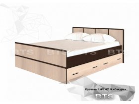 Кровать двуспальная с ящиками 1,6м Сакура (BTS) в Новосибирске - mebel-nsk.ru | фото