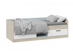 Кровать комбинированная «Оливер» Тип 1 401.003.000 (дуб крафт серый/белый/серо-голубой) в Новосибирске - mebel-nsk.ru | фото