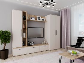 Модульная стенка Верона (сатин/дуб крафт серый) в Новосибирске - mebel-nsk.ru | фото