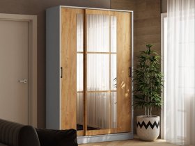 Шкаф-купе 1,4м «Стиль-2» (белый/дуб крафт золотой) в Новосибирске - mebel-nsk.ru | фото