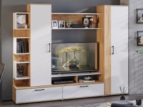 Стенка «Дакота» (дуб крафт золотой/белый ясень) в Новосибирске - mebel-nsk.ru | фото