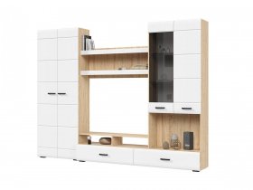Стенка ГС-01 Либерти (дуб сонома/белый глянец) в Новосибирске - mebel-nsk.ru | фото