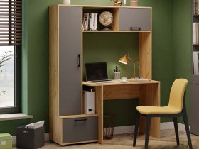 Стол письменный тип 15 (дуб крафт золотой/графит серый) в Новосибирске - mebel-nsk.ru | фото