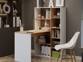 Стол письменный тип 16 (дуб крафт золотой/белый ясень) в Новосибирске - mebel-nsk.ru | фото