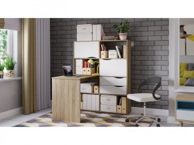 Стол письменный тип 7 (дуб сонома/белый ясень) в Новосибирске - mebel-nsk.ru | фото