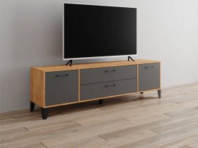 Тумба под ТВ Парус-13 (дуб крафт золотой/графит серый) в Новосибирске - mebel-nsk.ru | фото