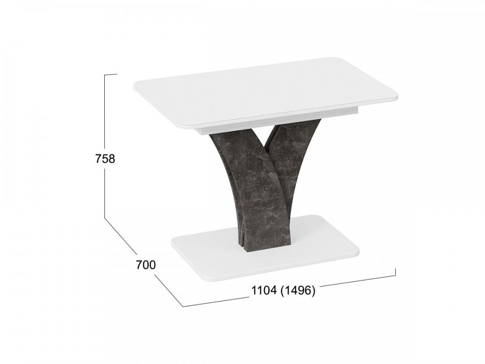 Стол люксембург раздвижной. Стол кухонный ТРИЯ 70х76 см ЛДСП цвет белый матовый.